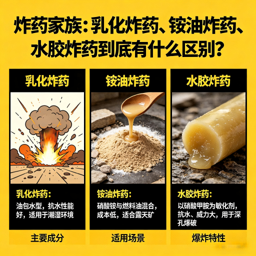 宁津炸药家族：乳化炸药、铵油炸药、水胶炸药到底有什么区别？